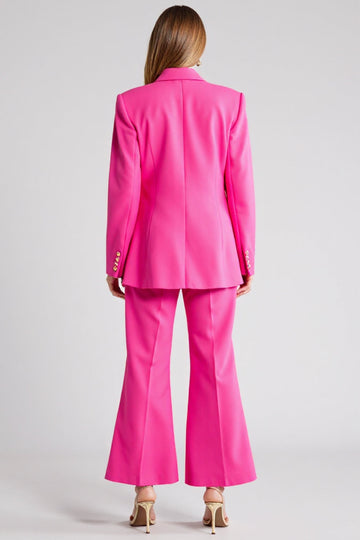 Single Breasted 2 Piece Lapel Fuchsia Work Suit